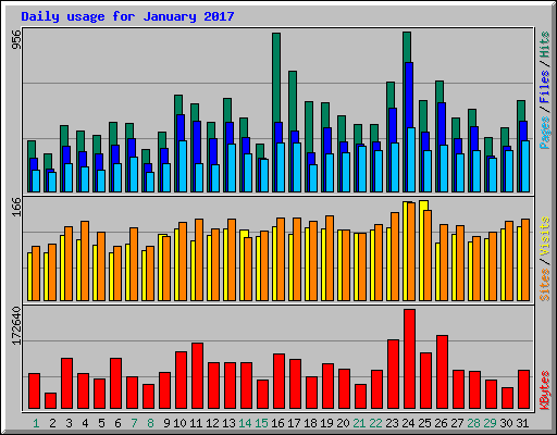 Daily usage for January 2017