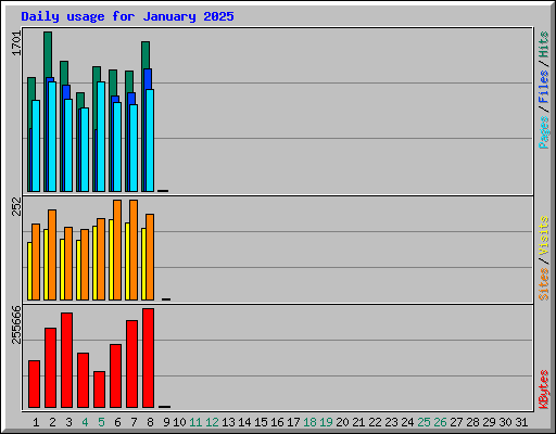 Daily usage for January 2025