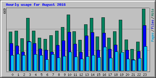 Hourly usage for August 2016