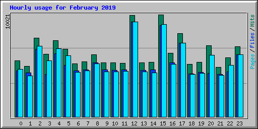 Hourly usage for February 2019